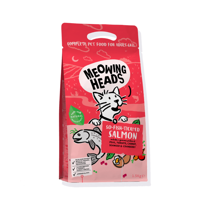 Meowing Heads So-Fish-Ticated Salmon Adult Dry Cat Food 4kg - 4kg