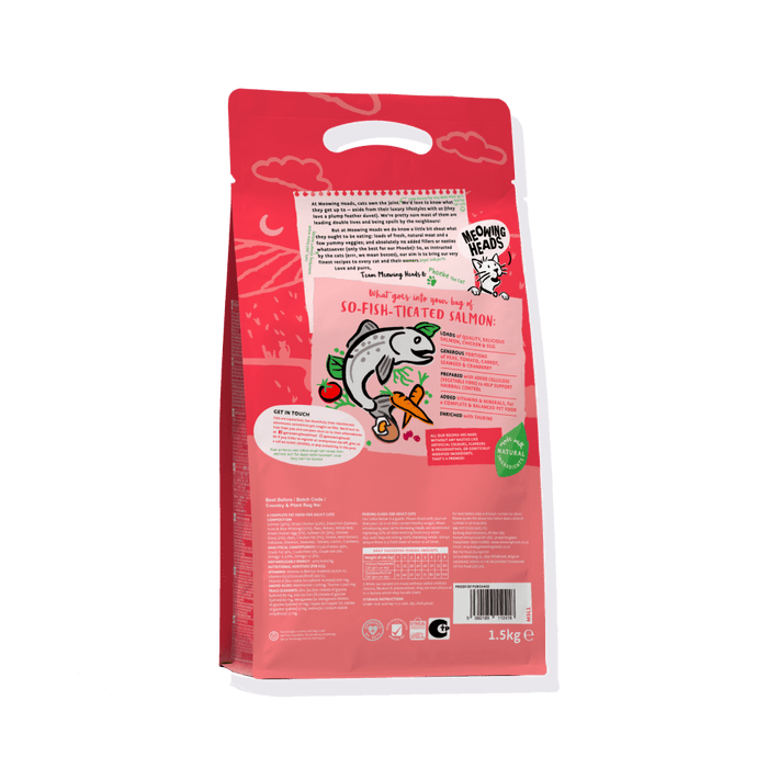 Meowing Heads So-Fish-Ticated Salmon Adult Dry Cat Food 4kg - 4kg