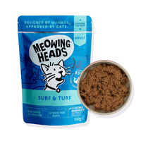 Meowing Heads Surf & Turf Fish, Chicken & Beef Adult Wet Cat Food 100g - 100g