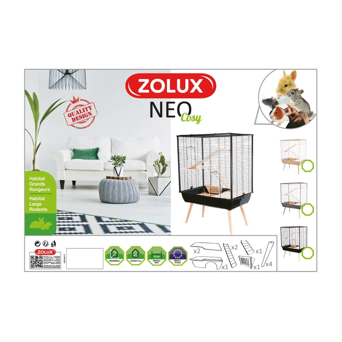 Neo Muki Large Rodent Cage - Black