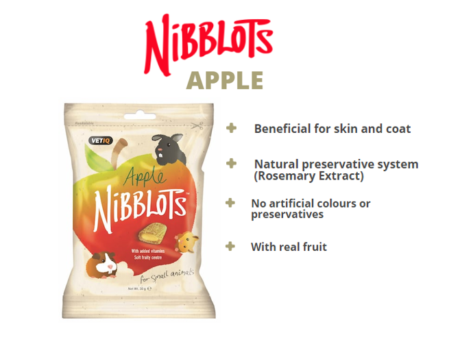 VetiQ Nibblots Apple Small Animal Treats 30g - 30g