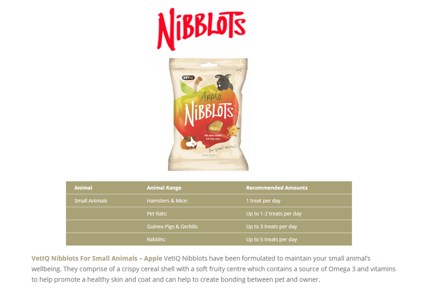 VetiQ Nibblots Apple Small Animal Treats 30g - 30g