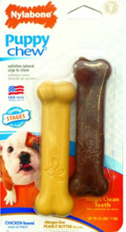 Nylabone Power Chew Chicken & Peanut Butter Bone Petite Puppy Chew Twin Pack -
