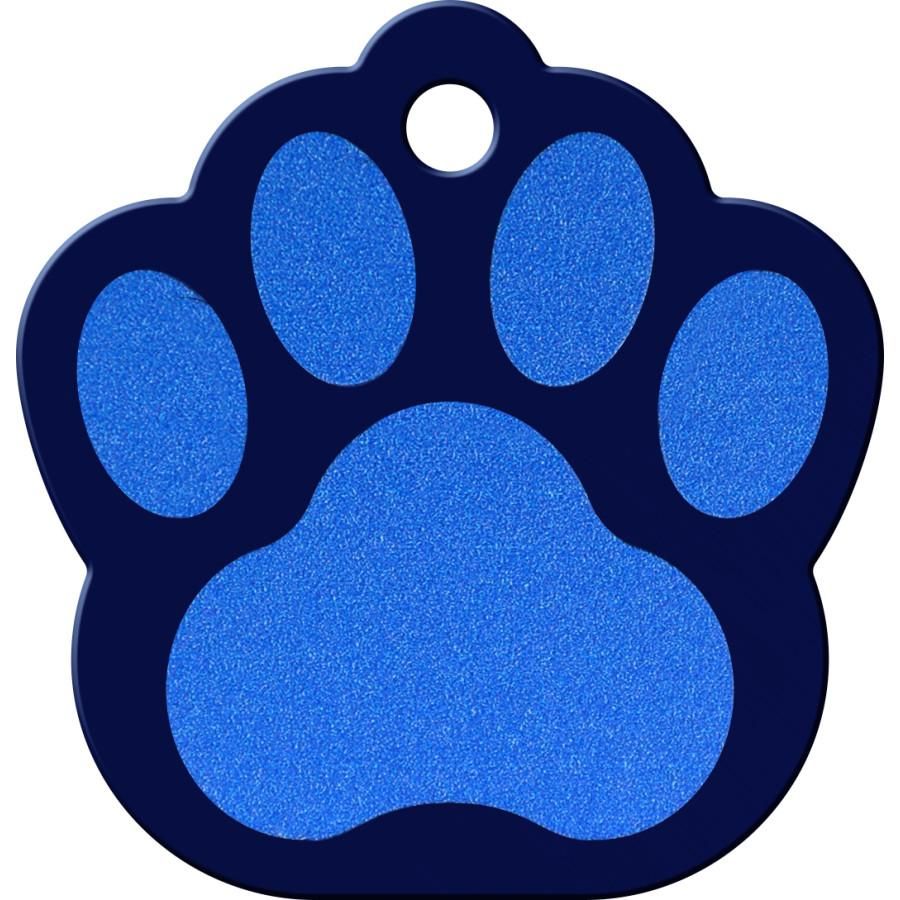 ID Tag Paw Brass Two-Tone Painted  - Blue Large