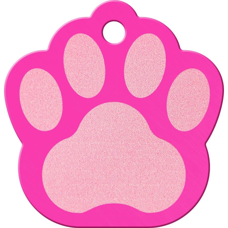 ID Tag Paw Brass Two-Tone Painted  - Pink Large