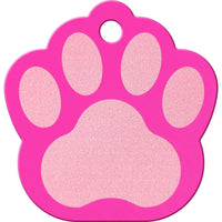 Thumbnail for ID Tag Paw Brass Two-Tone Painted  - Pink Large