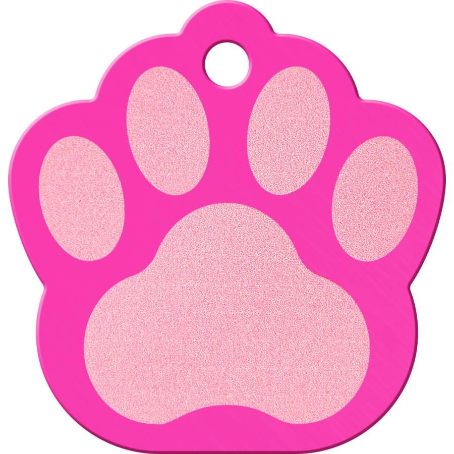 ID Tag Paw Brass Two-Tone Painted  - Pink Small
