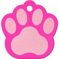 Thumbnail for ID Tag Paw Brass Two-Tone Painted  - Pink Small