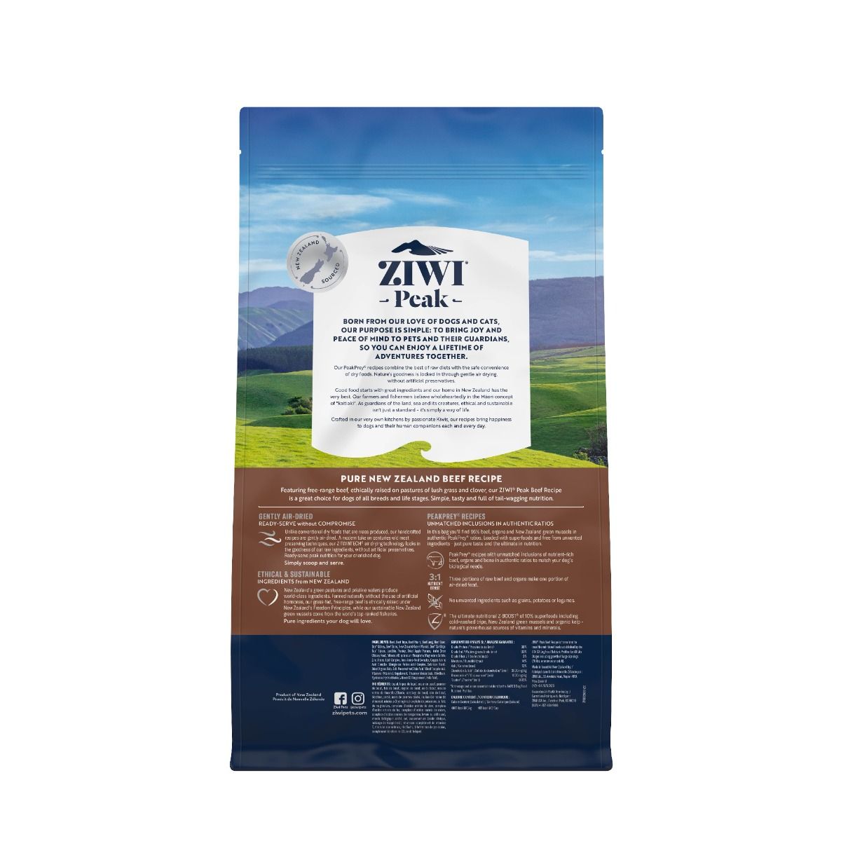 ZIWI Peak Air-Dried Beef Recipe Dry Dog Food - 2.5KG