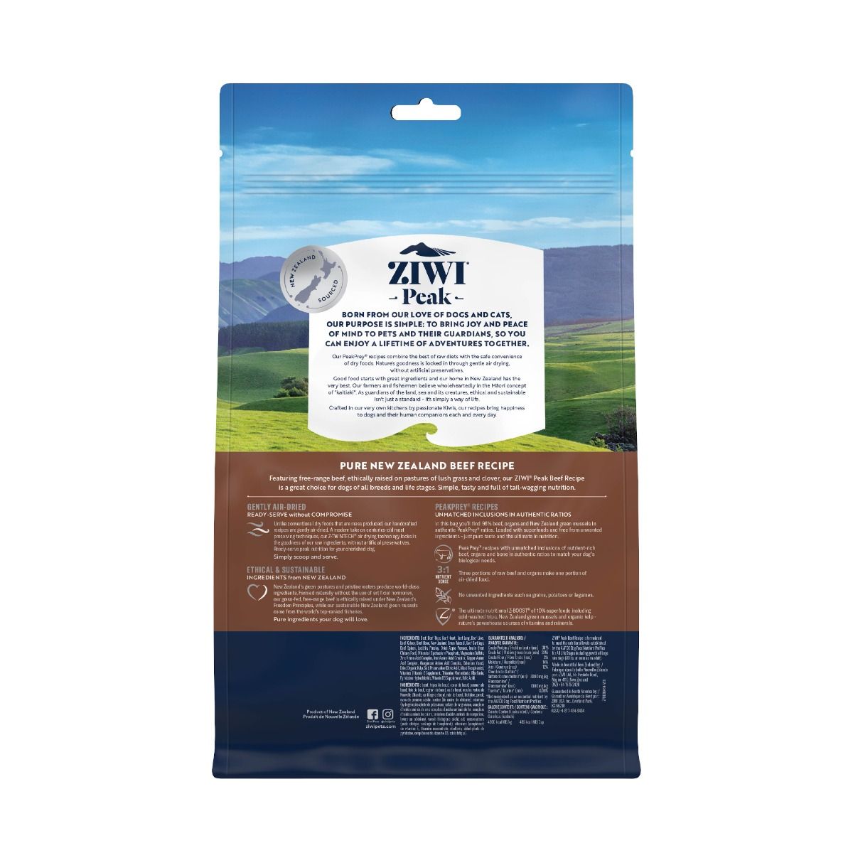 ZIWI Peak Air-Dried Beef Recipe Dry Dog Food - 1kg