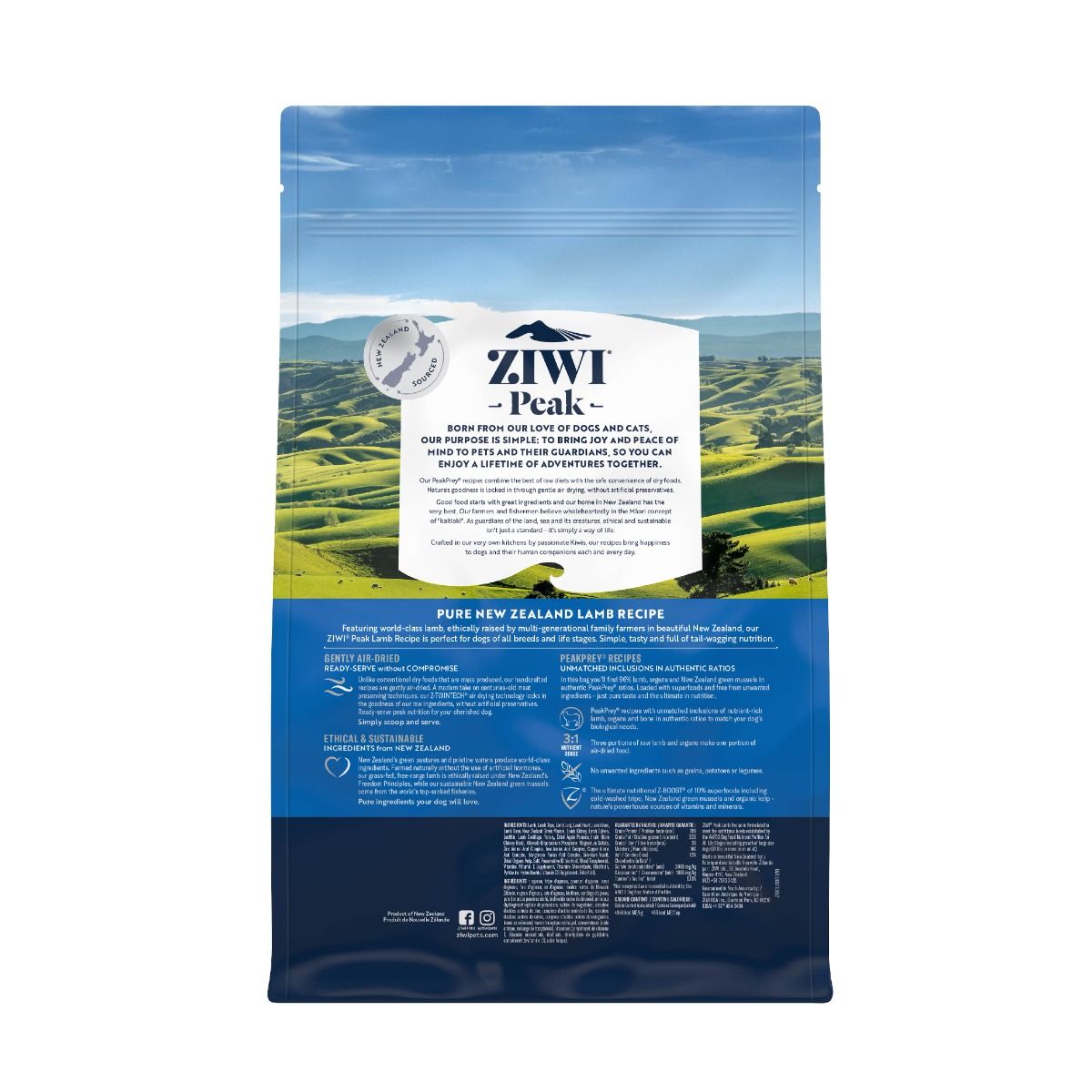 ZIWI Peak Air-Dried Lamb Recipe Dry Dog Food - 1KG