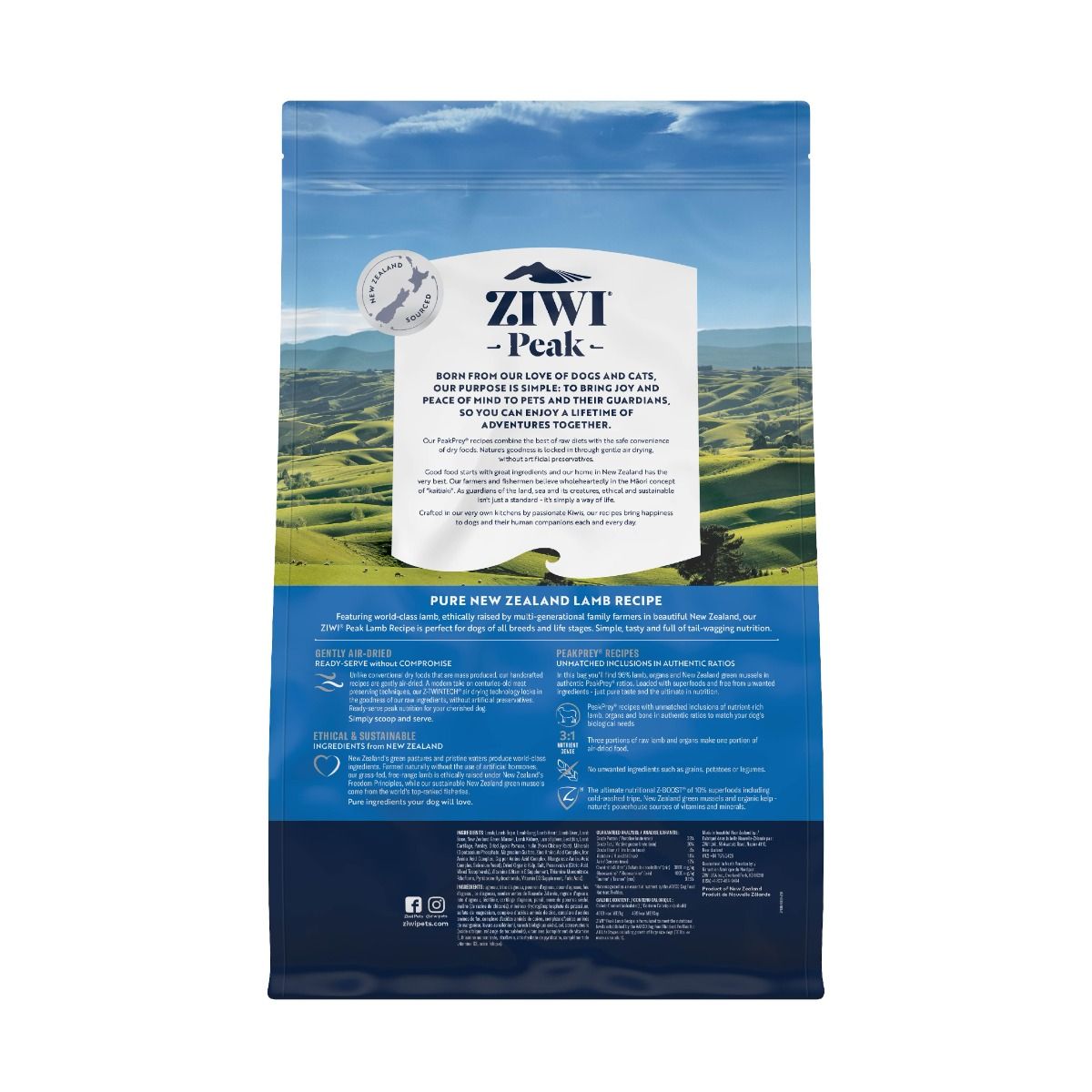 ZIWI Peak Air-Dried Lamb Recipe Dry Dog Food - 4KG