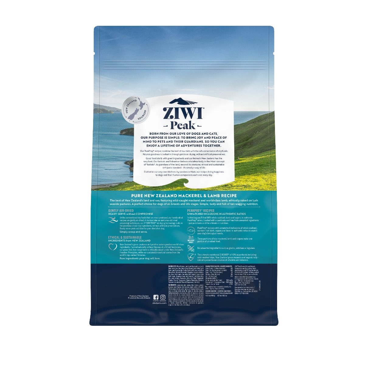 ZIWI Peak Air-Dried Mackerel & Lamb Recipe Dry Dog Food - 1kg