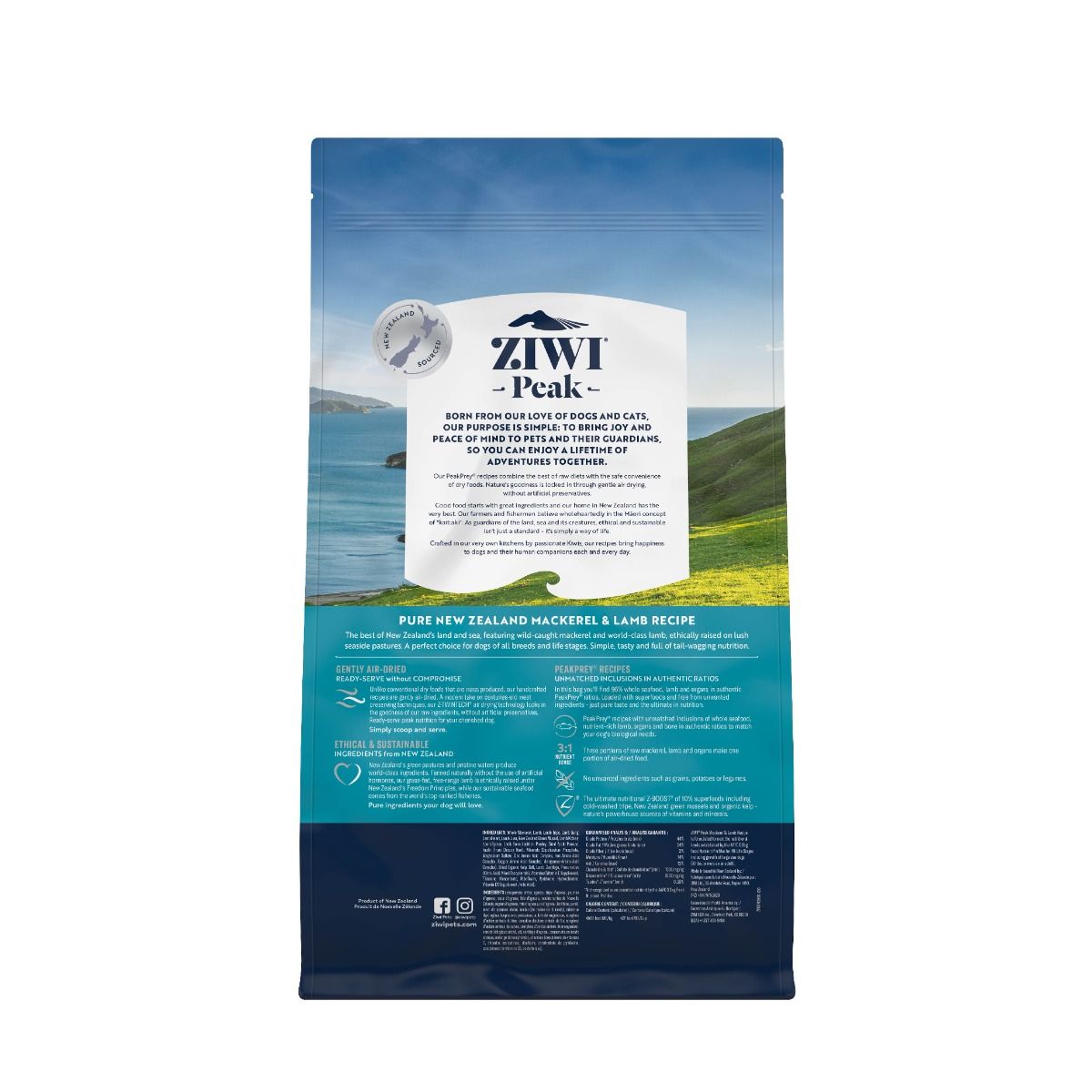 ZIWI Peak Air-Dried Mackerel & Lamb Recipe Dry Dog Food - 2.5KG