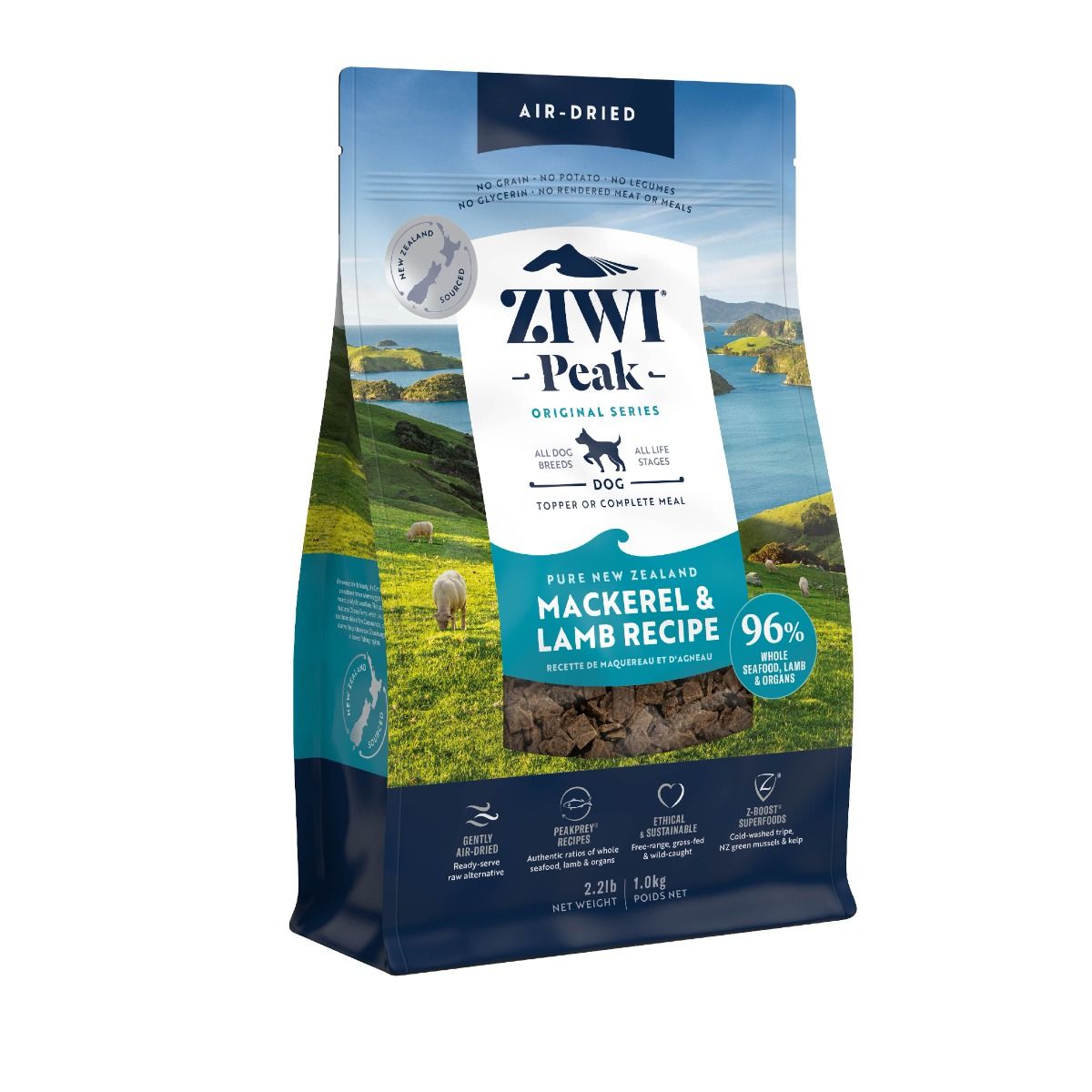 ZIWI Peak Air-Dried Mackerel & Lamb Recipe Dry Dog Food - 1kg