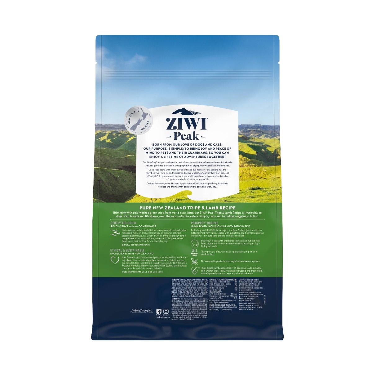 ZIWI Peak Air-Dried Tripe & Lamb Recipe Dry Dog Food - 1KG