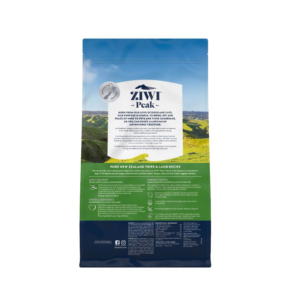 ZIWI Peak Air-Dried Tripe & Lamb Recipe Dry Dog Food - 2.5KG