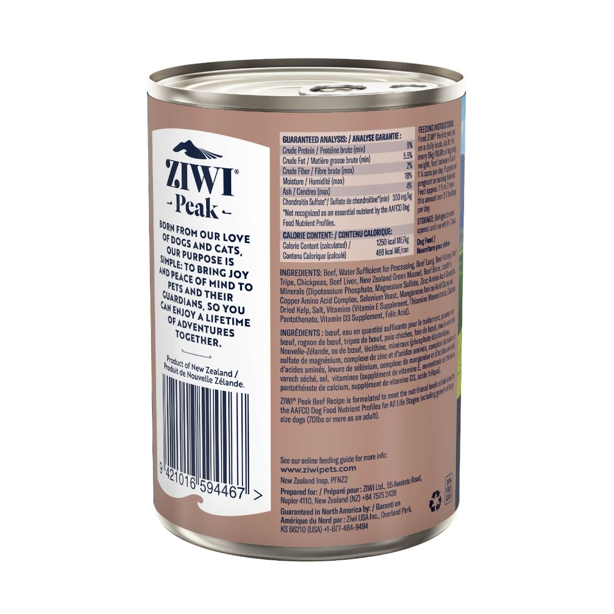 ZIWI Peak Beef Recipe Wet Dog Food - 390G