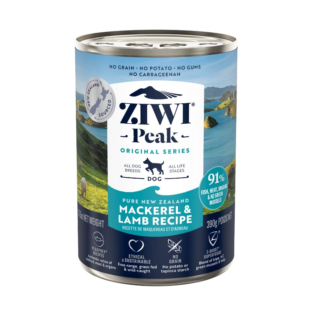 ZIWI Peak Mackerel & Lamb Recipe Wet Dog Food - 390G