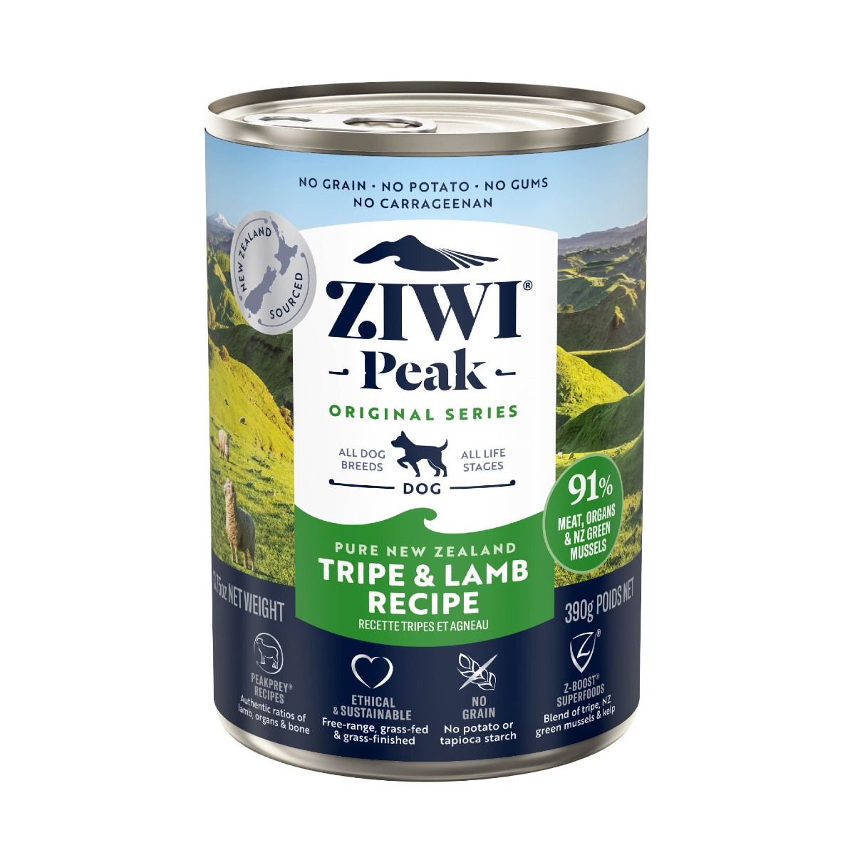 ZIWI Peak Tripe & Lamb Recipe Wet Dog Food - 390G