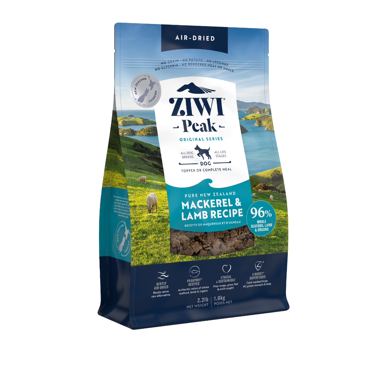 ZIWI Peak Air-Dried Mackerel & Lamb Recipe Dry Dog Food - 1kg