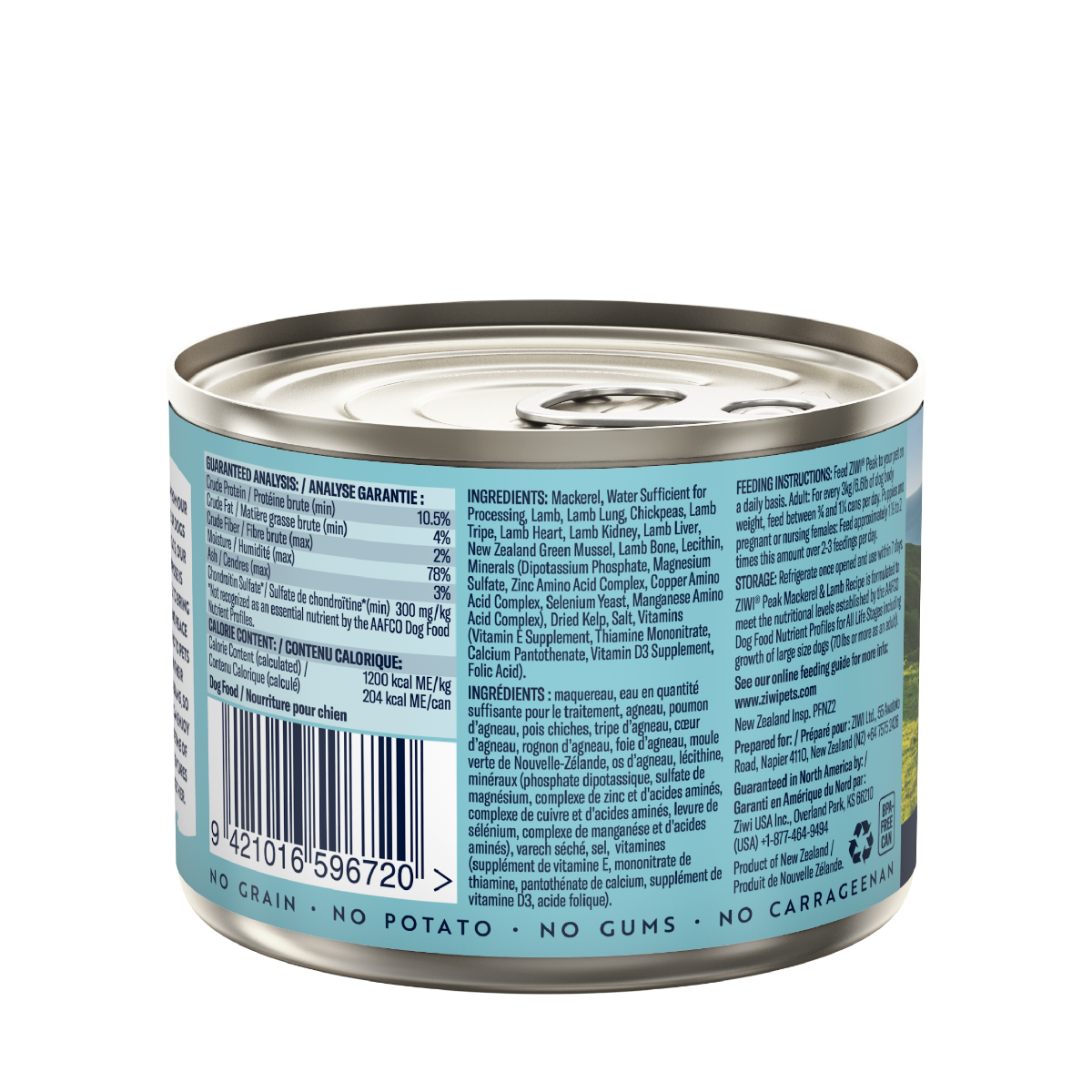 ZIWI Peak Mackerel & Lamb Recipe Wet Dog Food - 170g