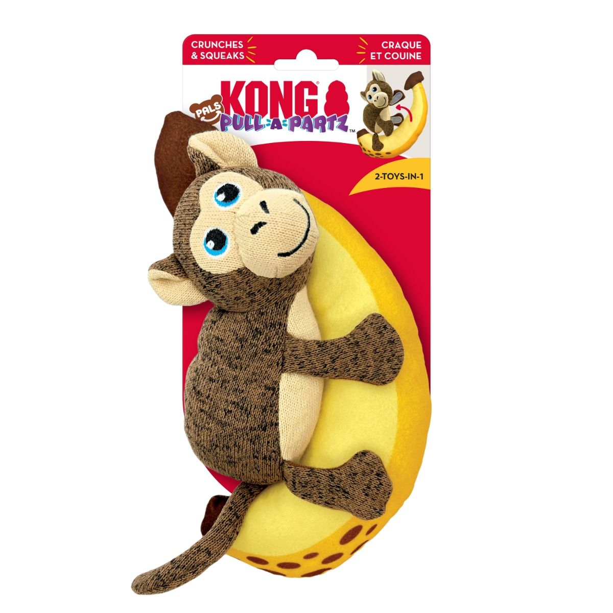 Kong Pull-A-Partz Pals Monkey Squeaker Dog Toy - Medium