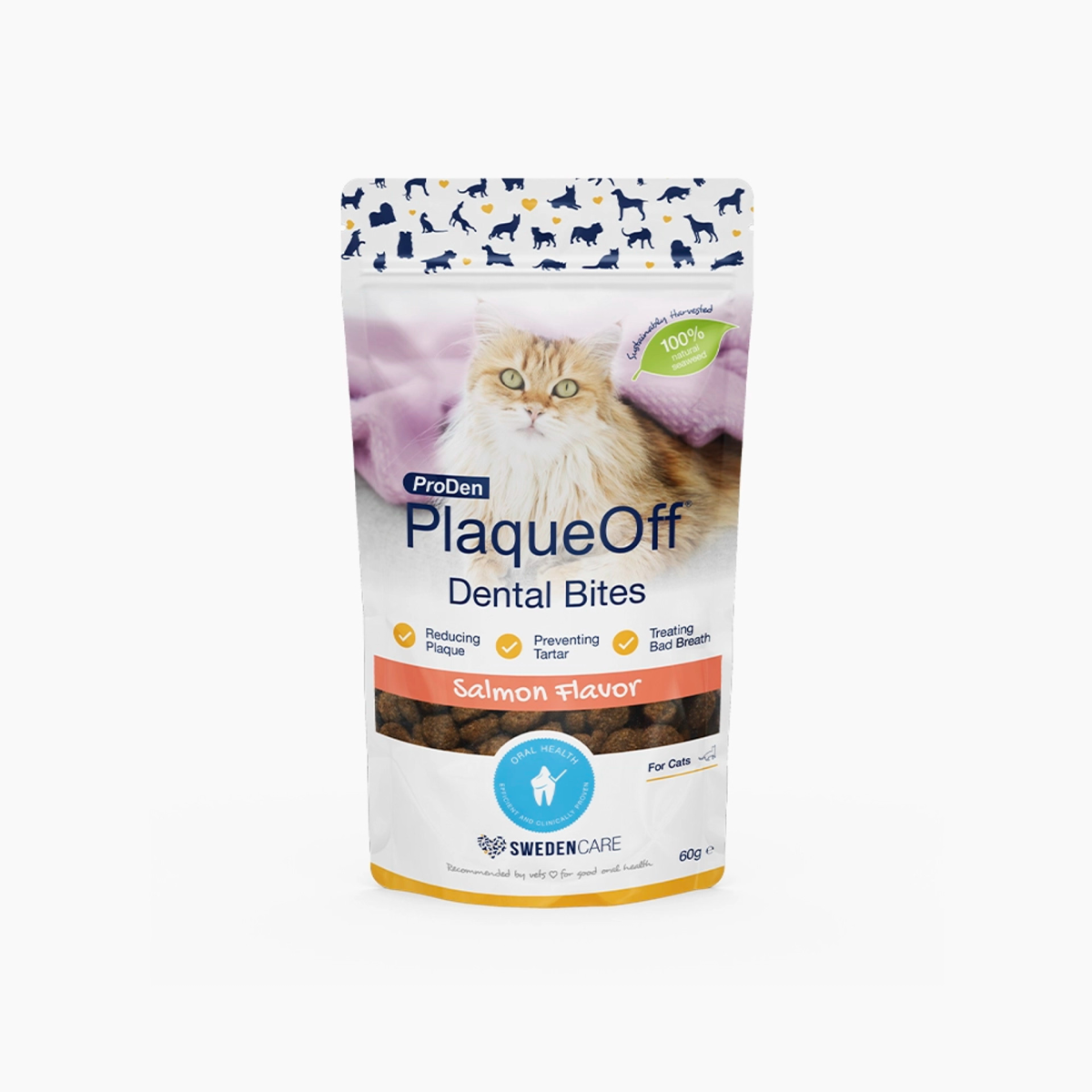 ProDen PlaqueOff Dental Bites for Cats - Salmon Flavour 60 g