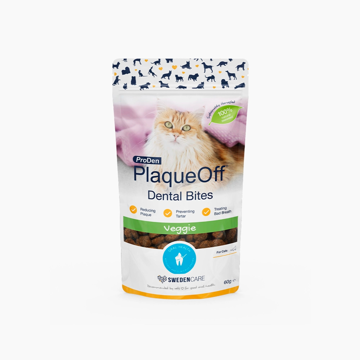 ProDen PlaqueOff Dental Bites for Cats - Veggie Flavour  60 g