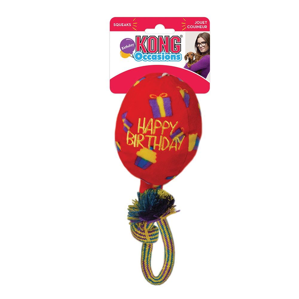 Kong Occasions Birthday Balloon Dog Toy - RED LARGE