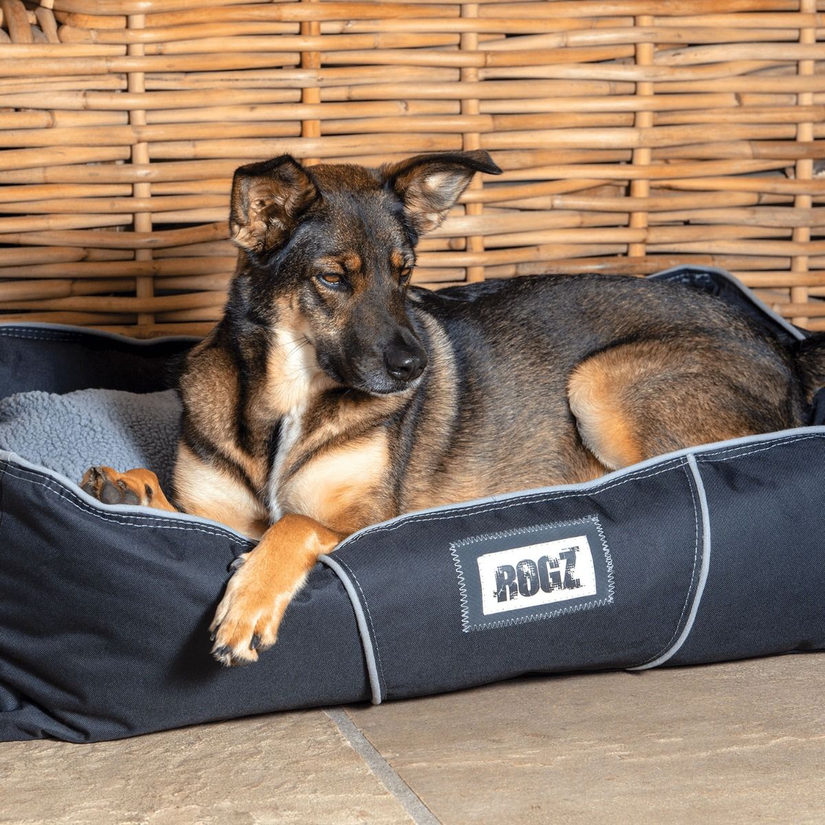 Rogz Lekka Cushioned Dog Bed - NAVY/GREY Small