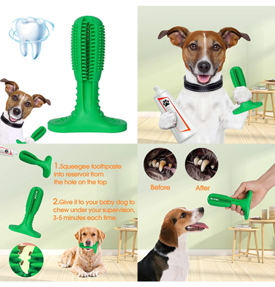 Dog toothbrush toy Chew Toys pet dog massage tooth cleaning tool interactive training toy natural rubber - Medium