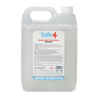 Safe4 Concentrated Disinfectant Cleaner, Odourless, Enhanced Formula, 5 L