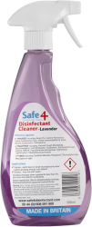 Thumbnail for Safe4 Disinfectant Pre-diluted spray 1:10 dilution, Lavender Scent, 500 ml
