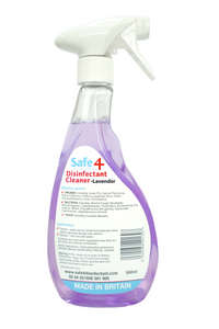 Safe4 Disinfectant Pre-Diluted Spray 1:10 Dilution, Lavender Scent, Enhanced Formula, 500 ml