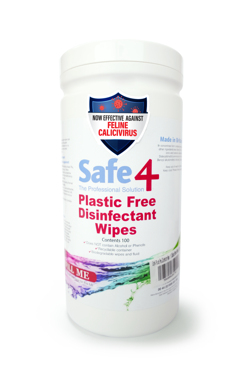 Safe4 Plastic Free Disinfectant Wipes 1:10 Dilution, Enhanced Formula, 100 wipes