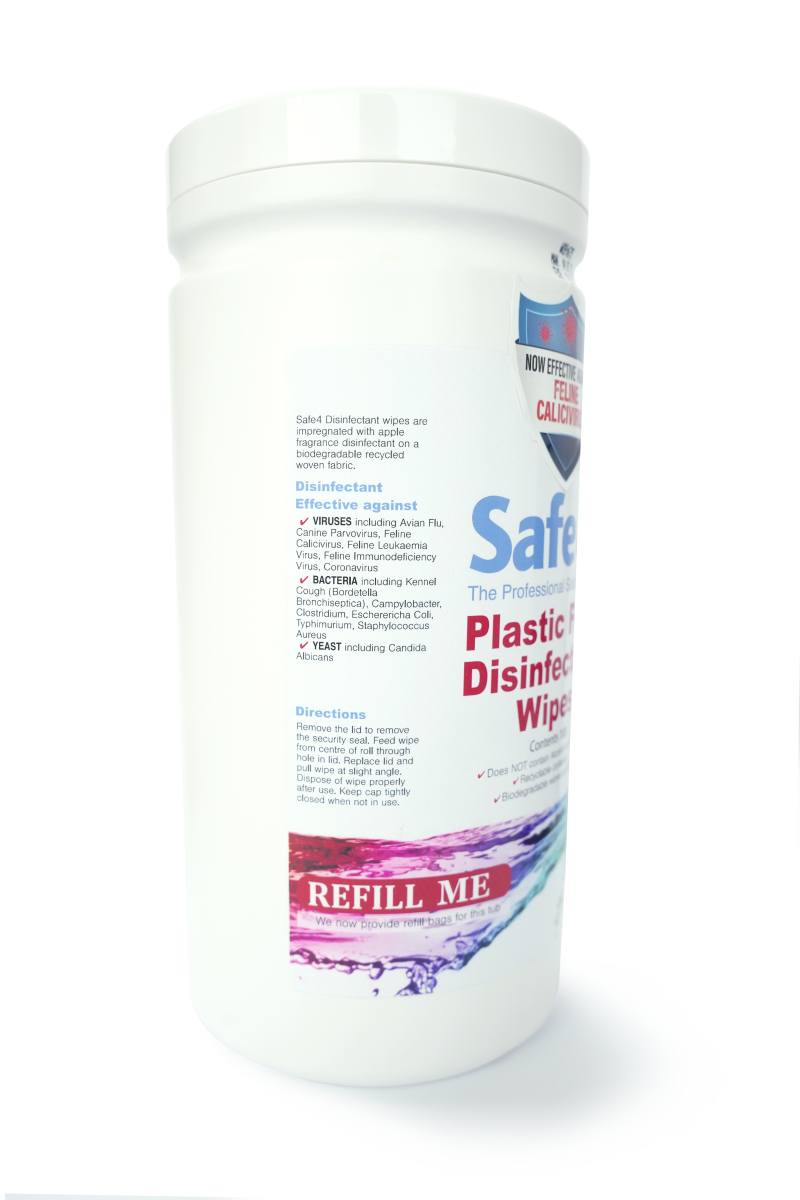 Safe4 Plastic Free Disinfectant Wipes 1:10 Dilution, Enhanced Formula, 100 wipes