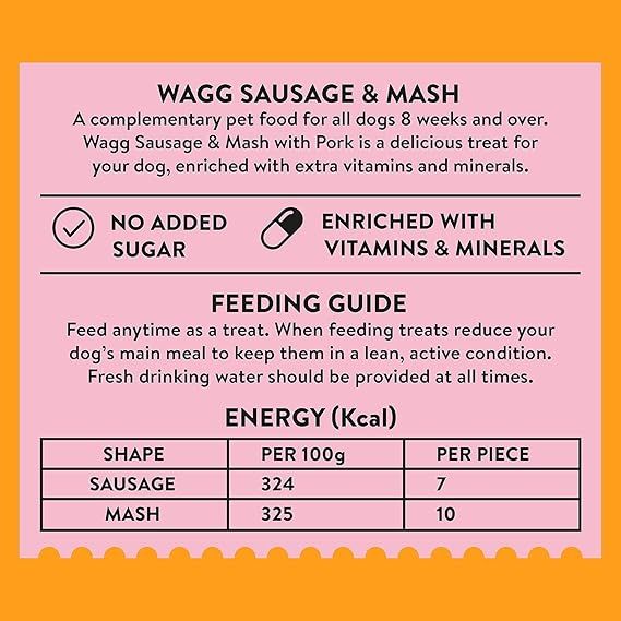 Wagg Sausage & Mash Pork & Potato Tasty Bites Oven Baked Dog Treats 125g - 125g