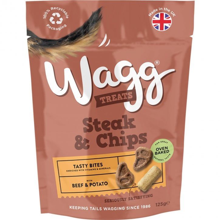 Wagg Steak & Chips Beef & Potato Tasty Bites Oven Baked Dog Treats 125g - 125g
