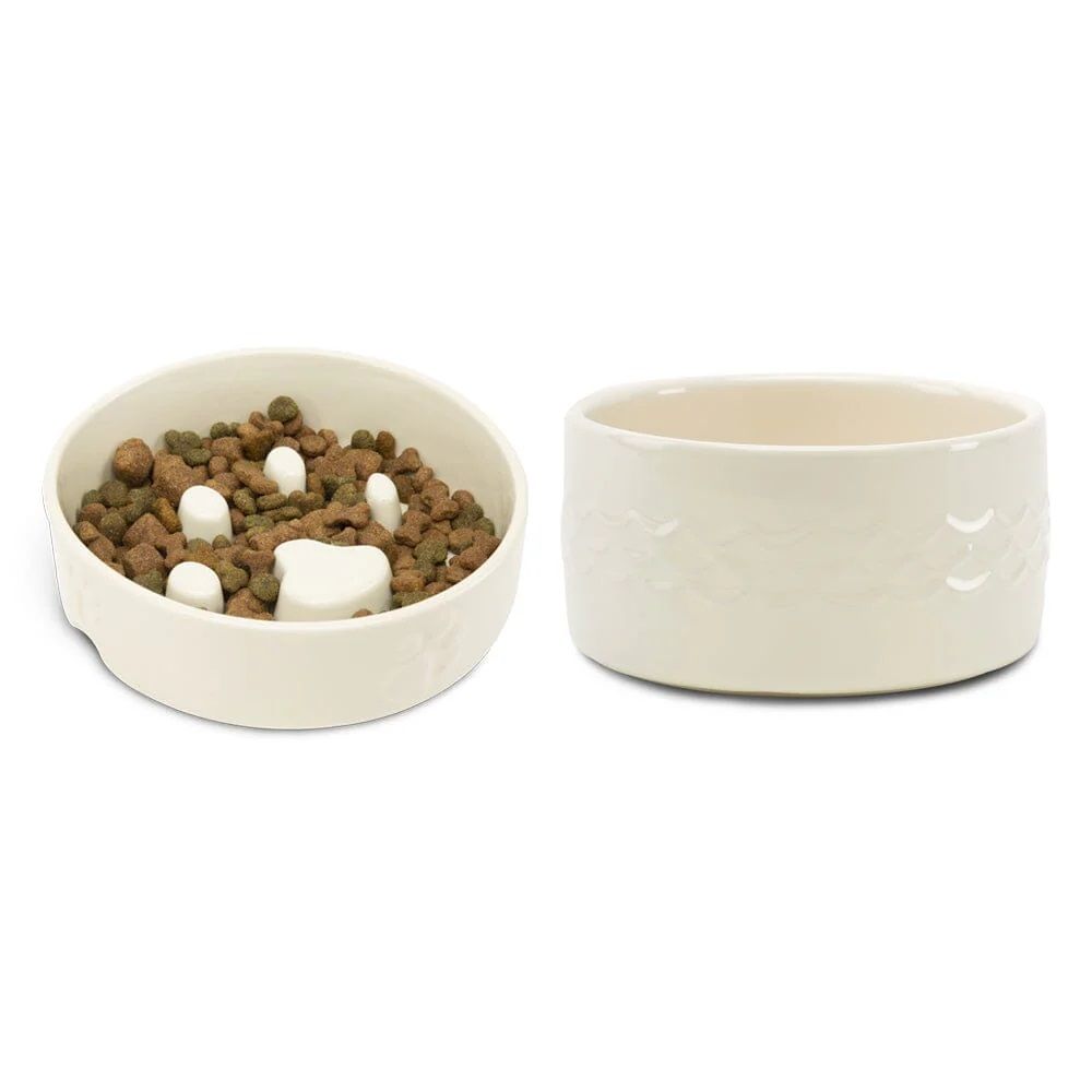 Scruffs Icon Slow Feeder Cream Pet Bowl 20cm - Cream 20cm