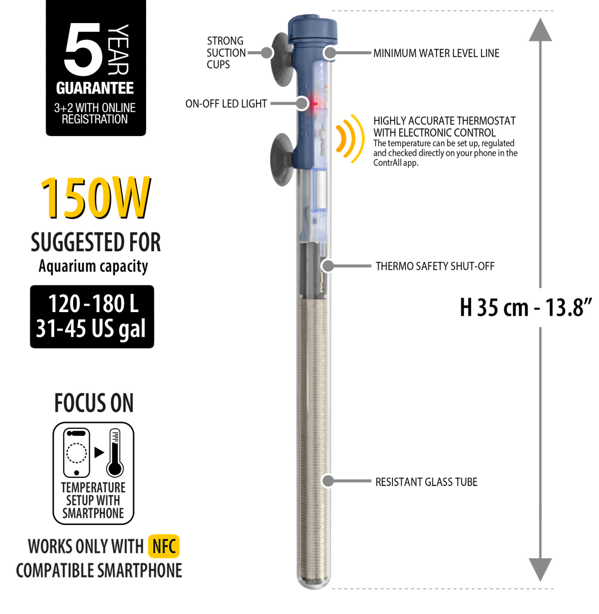 SCUBA CONTACTLESS SUBMERSIBLE HEATER 150W