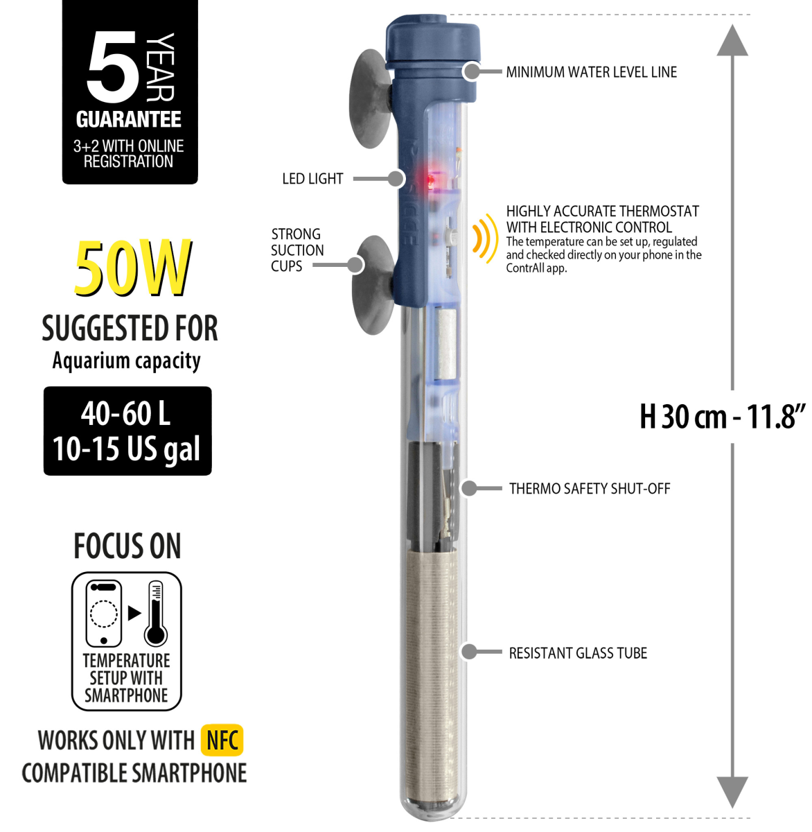 SCUBA CONTACTLESS SUBMERSIBLE HEATER 50W