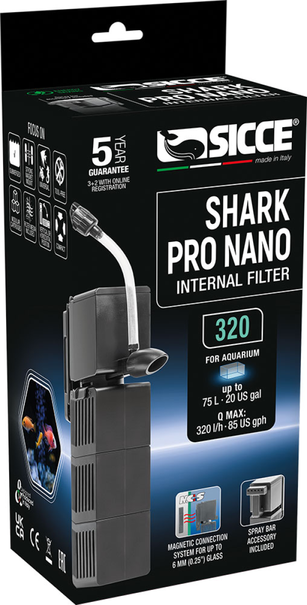 Shark Pro Nano 320, Internal Filter, 1.5m, EU 2 pins