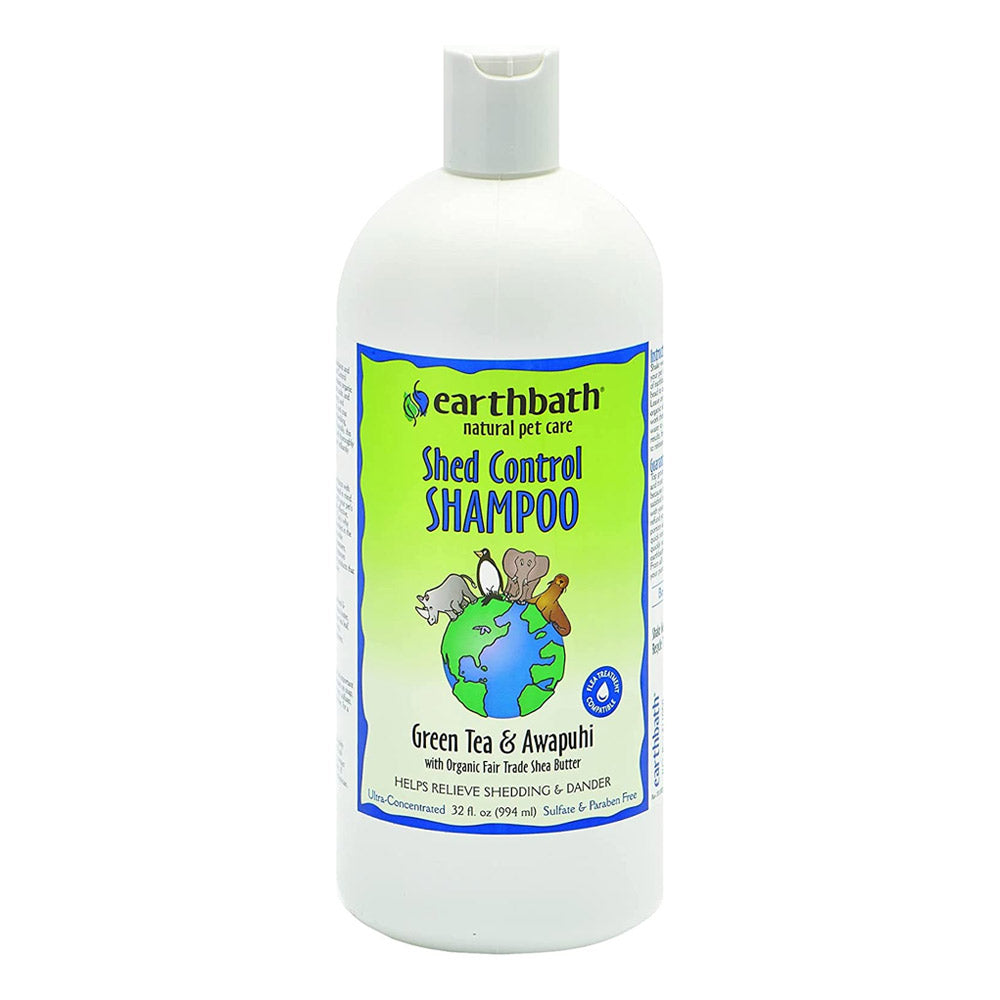 earthbath® Shed Control Shampoo, Green Tea & Awapuhi with Organic Fair Trade Shea Butter, Helps Relieve Shedding & Dander, Made in USA – 32 oz