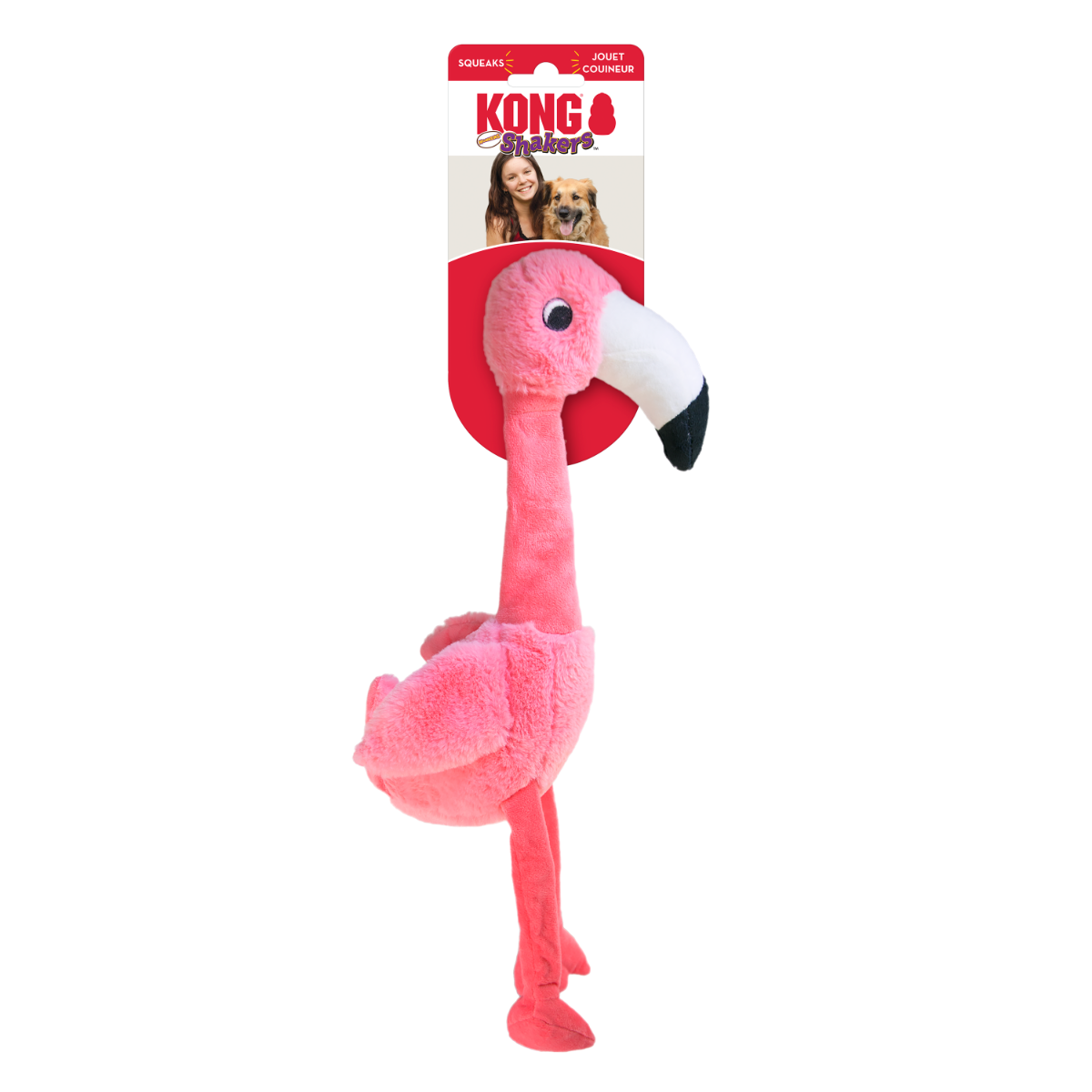 Kong Shakers Honkers Flamingo Plush Squeaker Dog Toy - Large