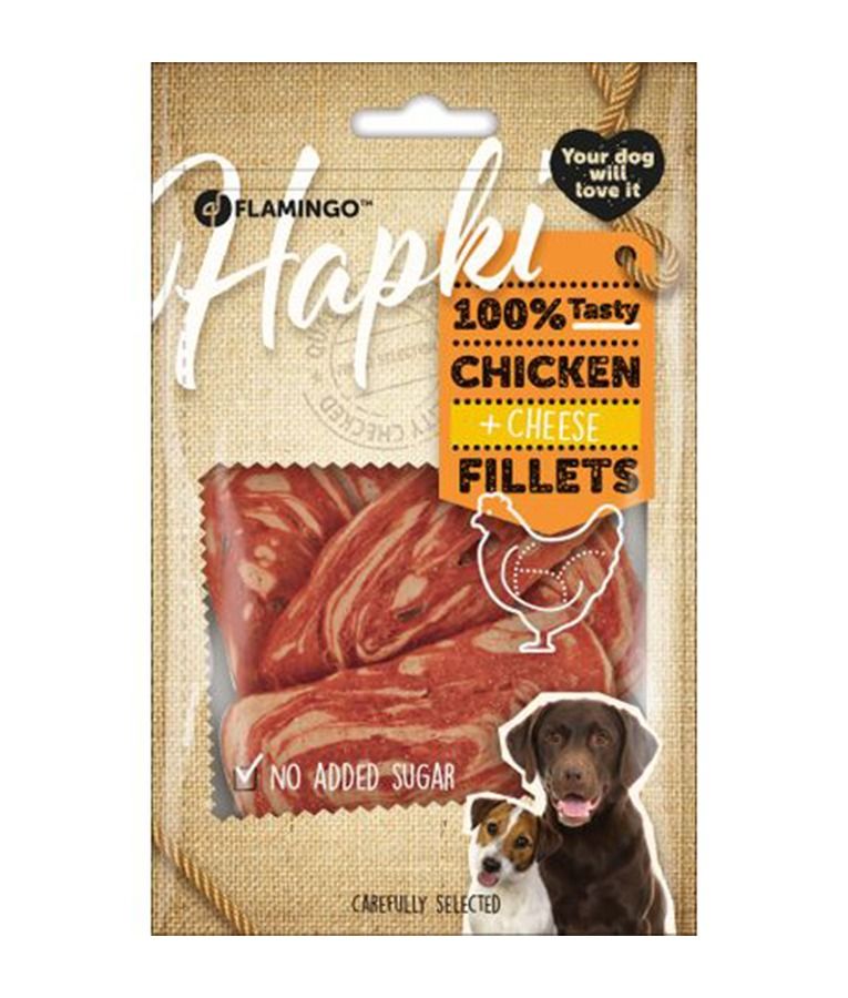 Flamingo Hapki Slices with Chicken & Cheese Dog Treats 85g - 85g