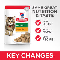 Thumbnail for Hill’s Science Plan Tender Chunks In Gravy Kitten Chicken Wet Pouches (12x85g)