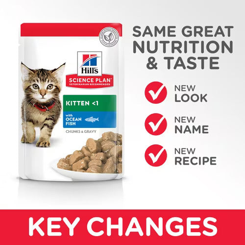 Hill’s Science Plan Tender Chunks In Gravy Kitten With Ocean Fish Pouches (12x85g)