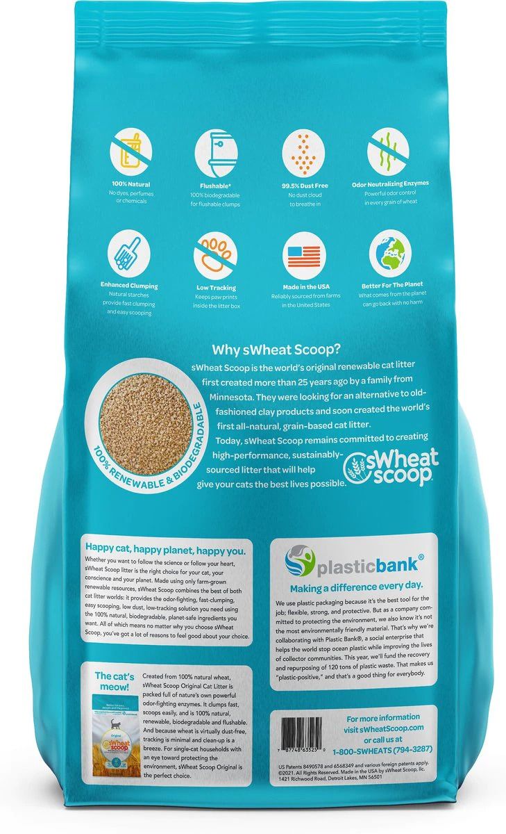 sWheat Scoop Original All Natural Wheat Blend Fast Clumping Cat Litter - 5.44KG