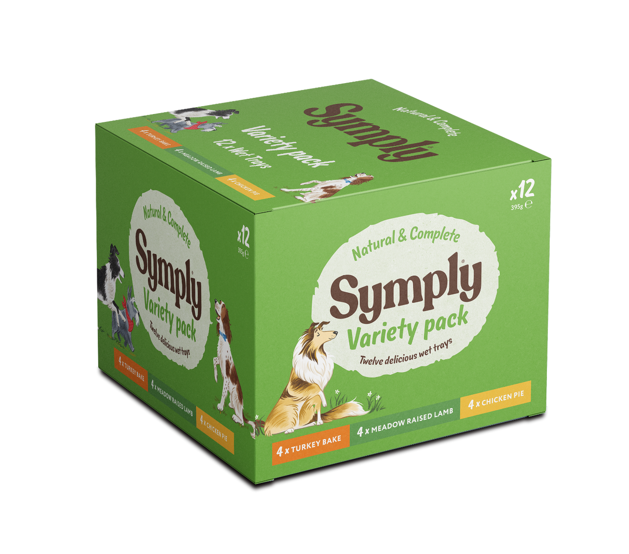 Symply Turkey Bake, Meadow Raised Lamb, Chicken Pie Variety Pack Wet Dog Food 12 x 395g -